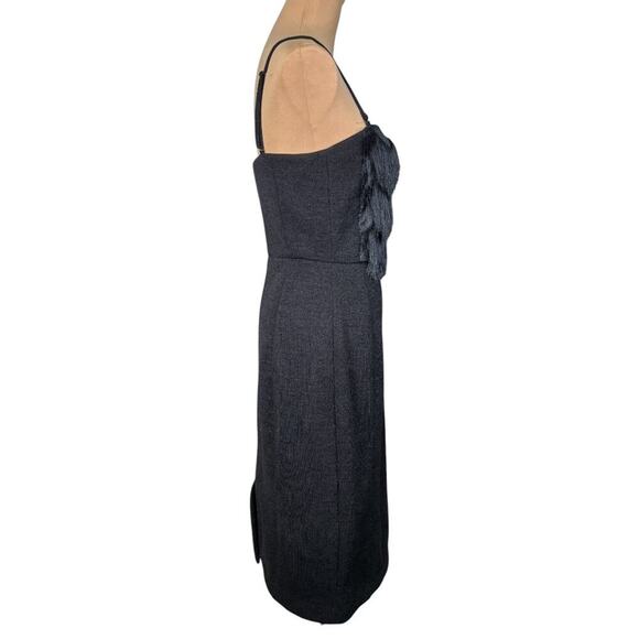 NWT Banana Republic Slip Dress Fringe Detail Mini Length Black Size 10 - Picture 6 of 11